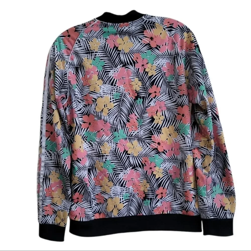 Adidas Kids Girls Multicolor Black and White Floral Bomber Jacket Size Xlarge